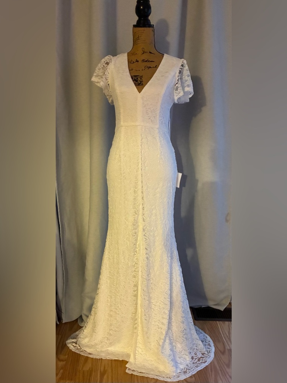 Lulu's Ivory Lace V-Neck Maxi Dress with Front Slit - Picture 5 of 11